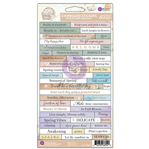 Prima Marketing, Chipboard Stickers 49/Pkg, In Full Bloom (668556)