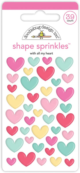 Doodlebug Design, Doodlebug Sprinkles Adhesive Enamel Shapes, With All My Heart (7091)