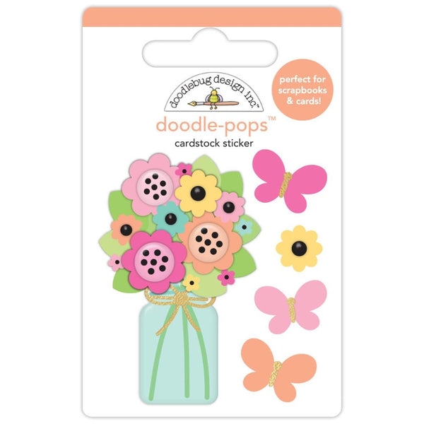 Doodlebug Design, Doodlebug Doodle-Pops 3D Stickers, Butterfly Bouquet, Hello Again
