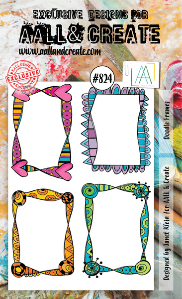 AALL & Create, #824, Doodle Frames, A6 Clear Stamps, Designed by Janet Klein