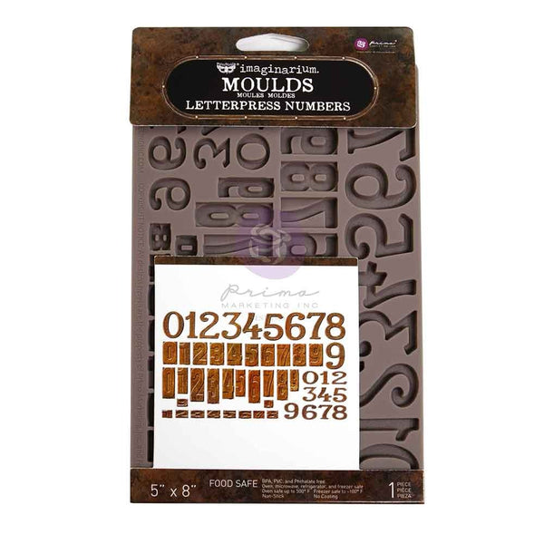 Prima Marketing, Finnabair Decor Moulds 5"x8"x8mm, Letterpress Numbers (951405)