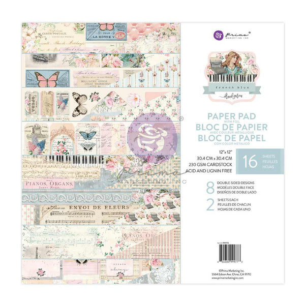 Prima Marketing Double-Sided Paper Pad 12"X12" 16/Pkg, French Blue By Frank Garcia