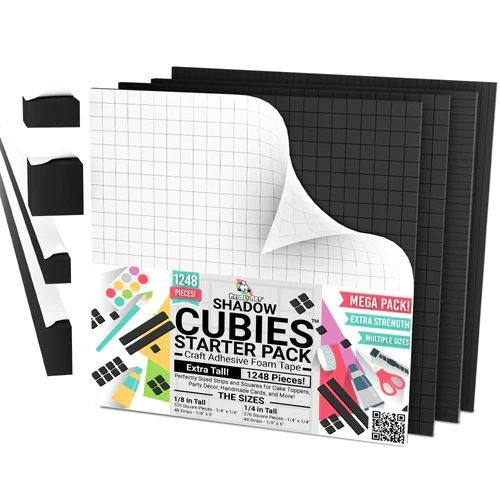 Bearly Art, Cubies Adhesive Foam Tape, The Shadow Collection (Black)