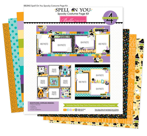Bella Blvd, Page Kit 12"X12", Spooky Costume(Create 4 12" Scrapbook Page)
