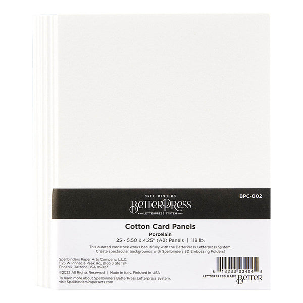 Spellbinders BetterPress Letterpress A2 Cotton Card Panels, Porcelain, 118 lb. (sold individually)