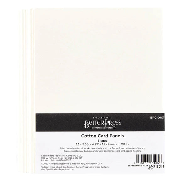 Spellbinders BetterPress Letterpress A2 Cotton Card Panels, Bisque, 118 lb. (sold individually)