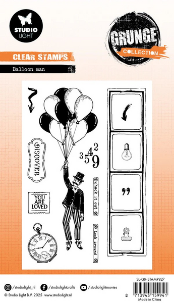 Studio Light, Clear Stamp, Grunge Collection, Balloon Man