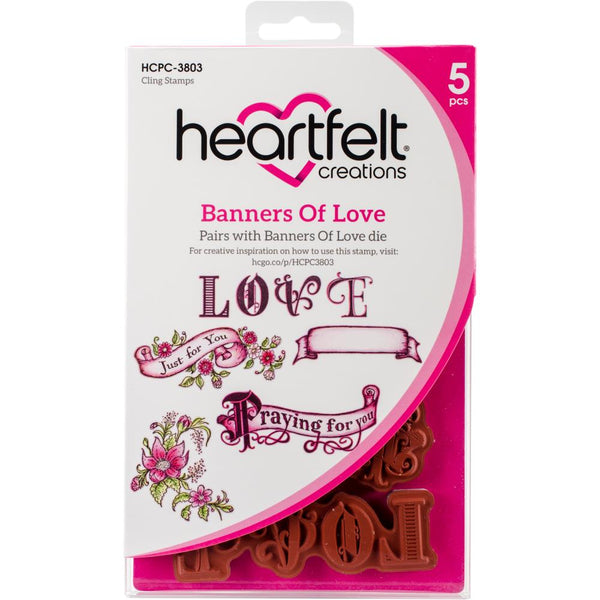 Heartfelt Creations, Heartfelt Love Collection, Cling Stamps & Dies Set Combo, Banners of Love