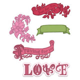 Heartfelt Creations, Heartfelt Love Collection, Cling Stamps & Dies Set Combo, Banners of Love