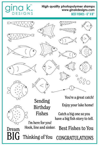 Gina K. Designs, 6" x 8" Clear Stamps by Debrah Warner, Best Fishes