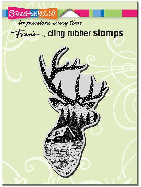 Stampendous, Cling Stamp, Buck Scene