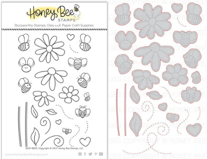 Honey Bee Stamps, 4"X6" Clear Stamp & Dies Combo, Busy Bees
