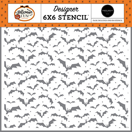 Carta Bella, Stencil 6"X6", Halloween Fun! Bats Into The Night