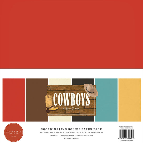 Carta Bella Solids Collection Kit 12"X12", Cowboys, 6 Colors