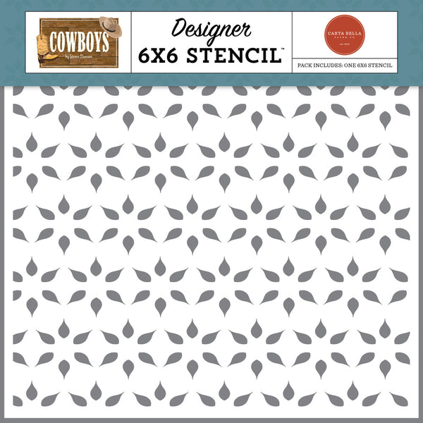 Carta Bella Stencil 6"X6", Cowboys, Best Of The West Flower