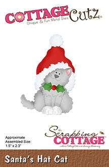 CottageCutz Dies, Santa Hat Cat 1.5"X2.3"