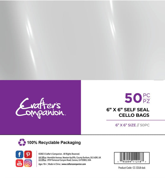 Crafter's Companion, 6X6 Self Seal Cello Bags (50pc)