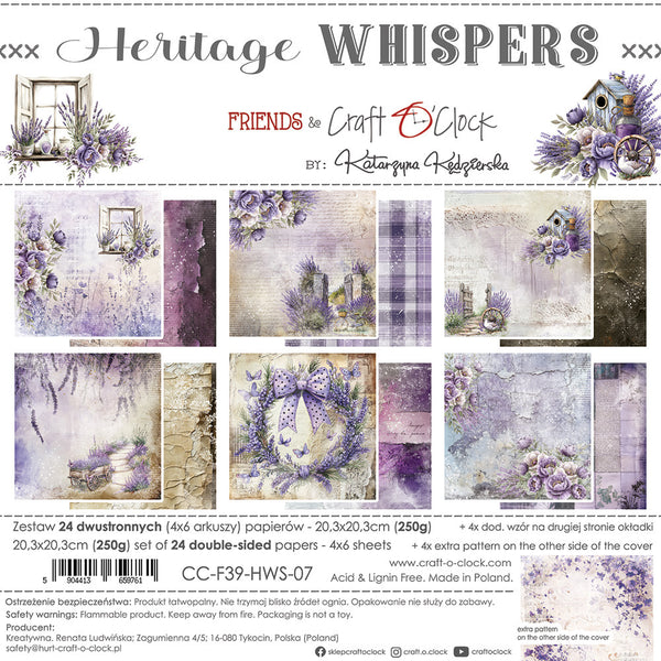 Craft O'Clock, 8"X8" Paper Pad, Heritage Whispers (CC-F39-HWS-07)