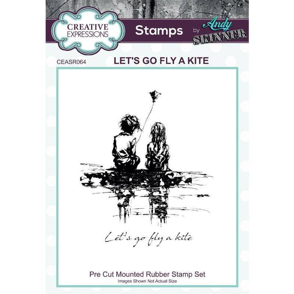 Creative Expressions, 3.5"X5.25" Rubber Stamp By Andy Skinner, Let's Go Fly A Kite (CEASR064)