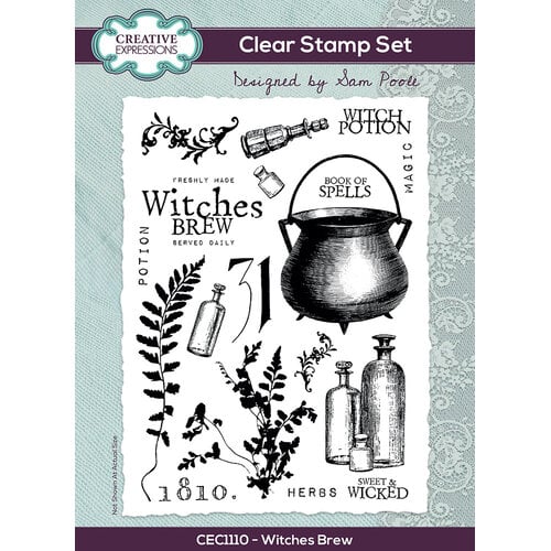 Creative Expressions, Clear Stamp Set 6"X8", By Sam Poole, Witches Brew