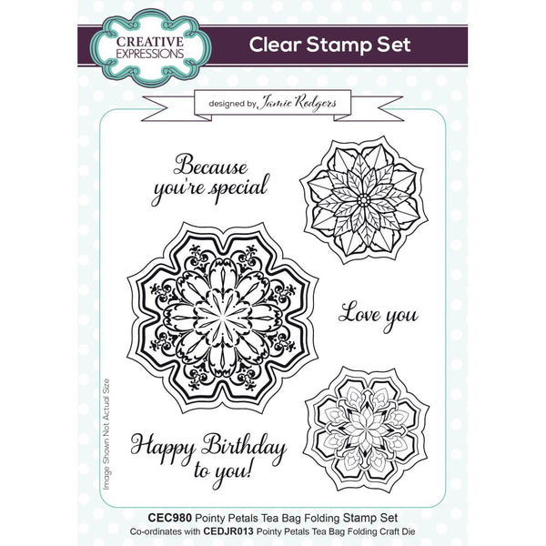 Creative Expressions 6"X8" Clear Stamp Set By Jamie Rodgers, Pointy Petal Teabag