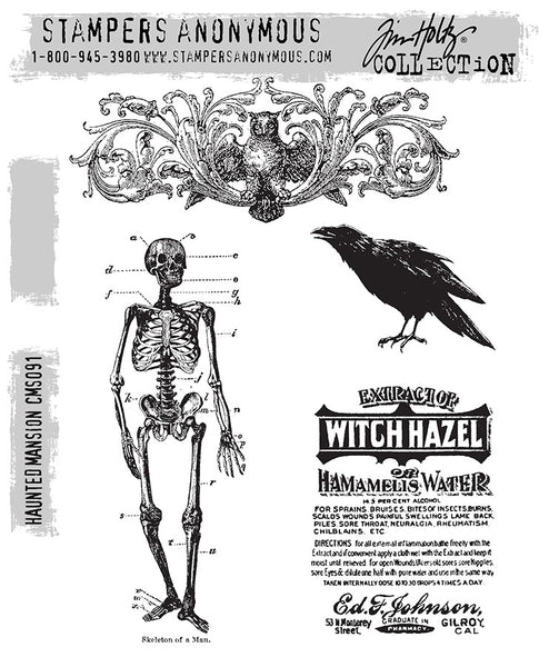 Tim Holtz Cling Stamps 7"X8.5", Haunted Mansion (CMS091)