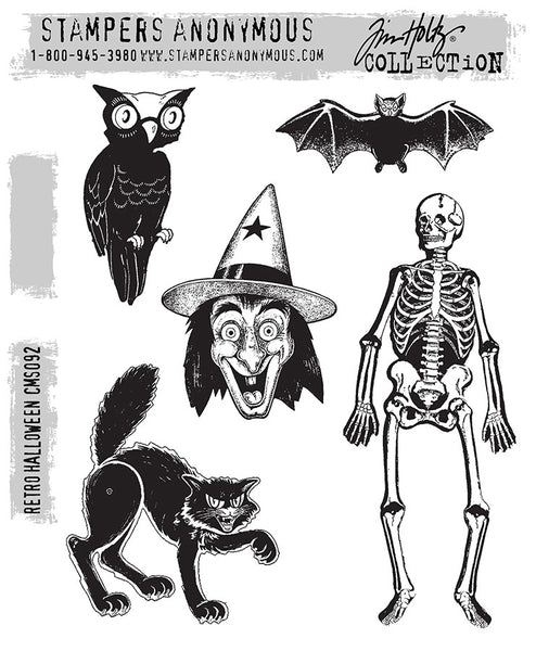 Tim Holtz Cling Stamps 7"X8.5", Retro Halloween (CMS092)