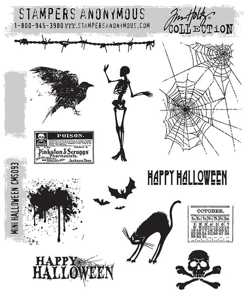 Tim Holtz Cling Stamps 7"X8.5", Mini Halloween (CMS093)