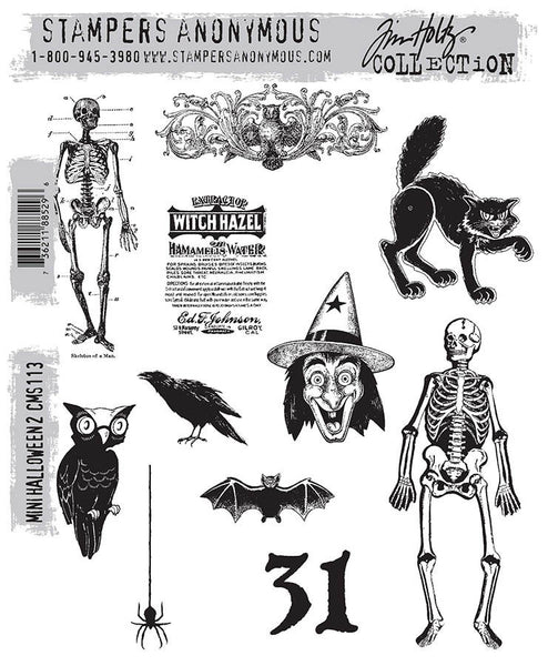 Tim Holtz Cling Stamps 7"X8.5", Mini Halloween #2 (CMS113)