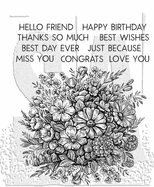 Stampers Anonymous, Tim Holtz Cling Stamps 7"X8.5" & Grid Block, Floristry (CMS485)