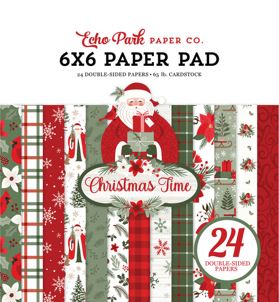 Echo Park Double-Sided Paper Pad 6"X6" 24/Pkg, Christmas Time, 12 Designs/2 Each