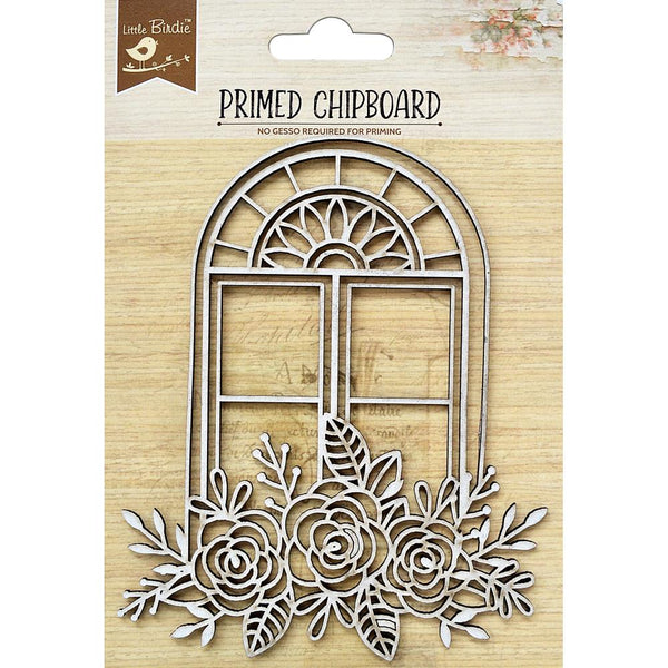 Little Birdie Laser Cut Primed Chipboard 1/Pkg, Flower Arch Window