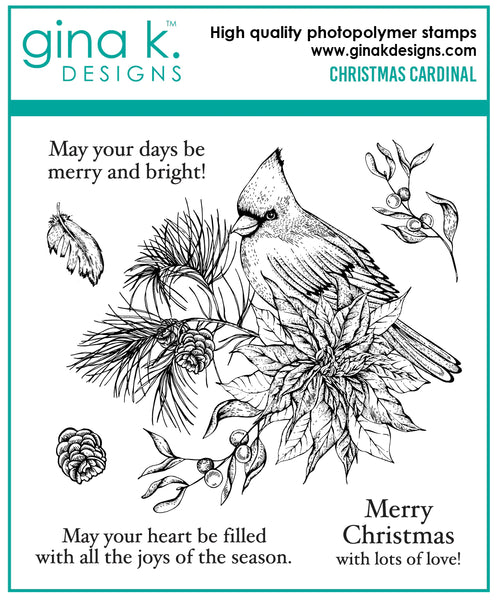Gina K. Designs, 6" x 8" Clear Stamps, Christmas Cardinal