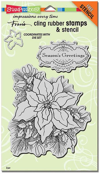 Stampendous, Cling Stamps, Dies & Stencil Combo, Create A Poinsettia