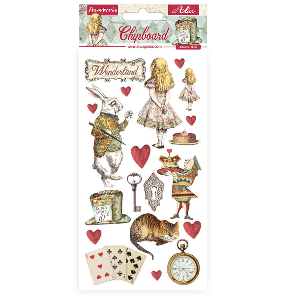 Stamperia Adhesive Chipboard 6"X12", Alice In Wonderland