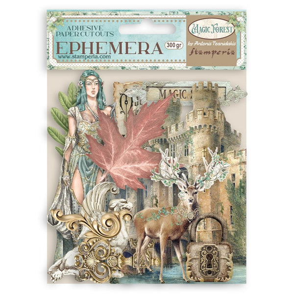 Stamperia Cardstock Ephemera Adhesive Paper Cut Outs, Magic Forest