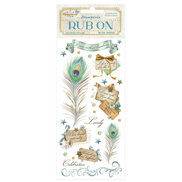 Stamperia, Rub-On 4"X8.5", Masquerade, Feathers