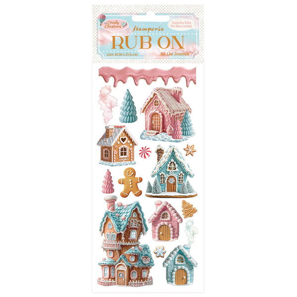Stamperia Rub-On 4"X8.5", Candy Christmas, Marzipan Houses (DFLRB176)