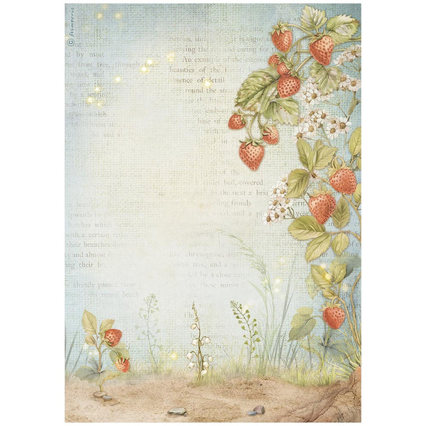 Stamperia Rice Paper Sheet A4, Hidden Grove, Strawberries