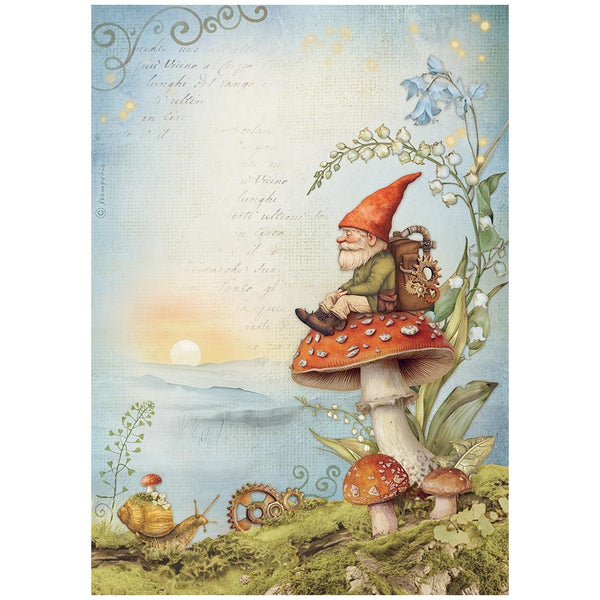 Stamperia Rice Paper Sheet A4, Hidden Grove, Gnome