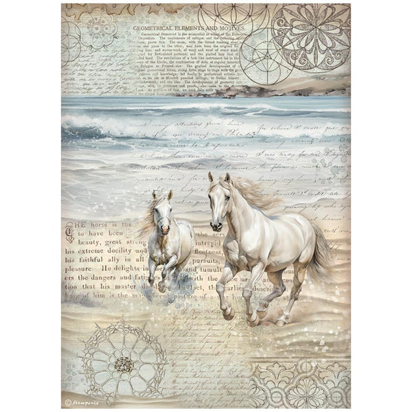 Stamperia, Rice Paper Sheet A4, Silent Sea, Horses