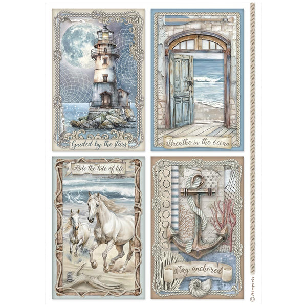 Stamperia, Rice Paper Sheet A4, Silent Sea, 4 Cards