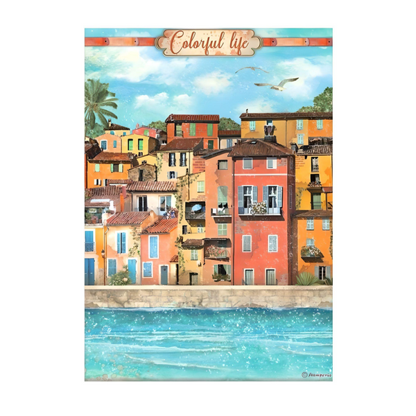 Stamperia, Rice Paper Sheet A4, Blue Dream, Colorful Life