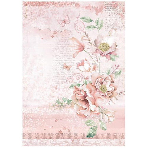 Stamperia Rice Paper Sheet A4, Roseland, Flowers