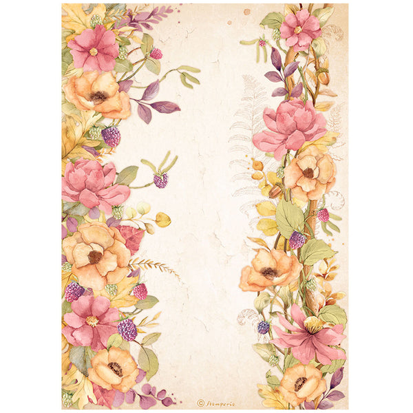 Stamperia Rice Paper Sheet A4, Woodland, Floral Borders