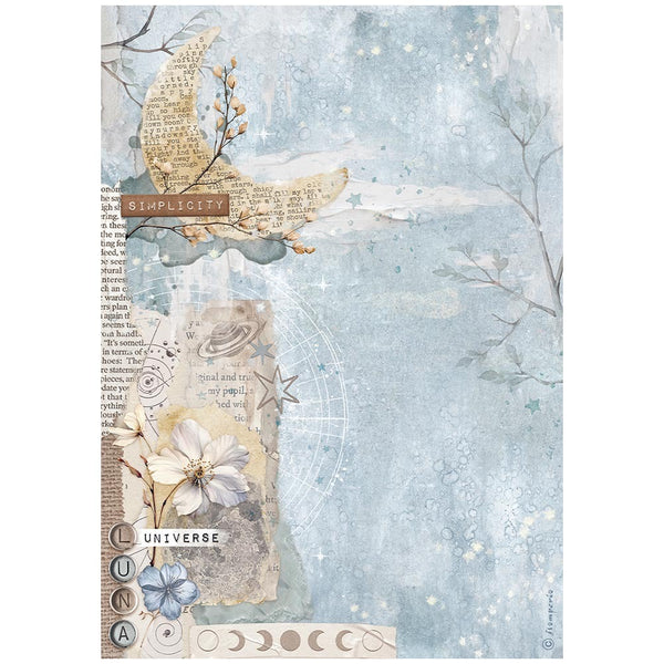Stamperia Rice Paper Sheet A4, Create Happiness Secret Diary, Moon