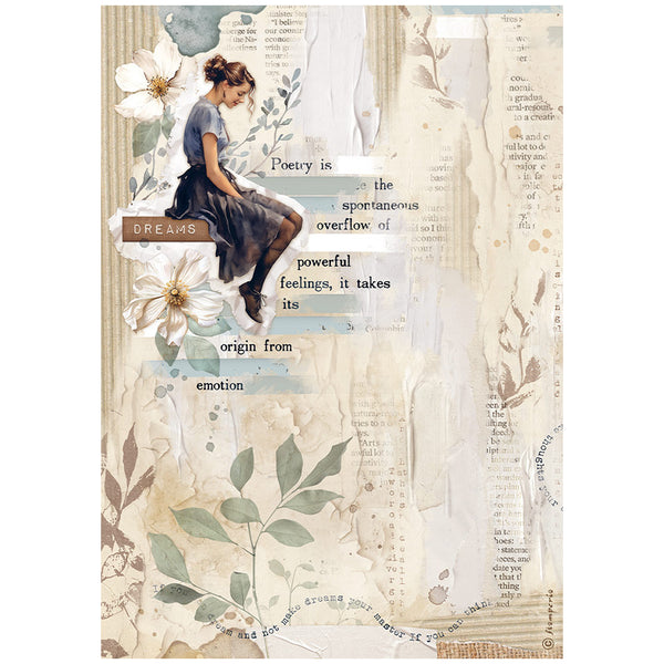 Stamperia Rice Paper Sheet A4, Create Happiness Secret Diary, Lady