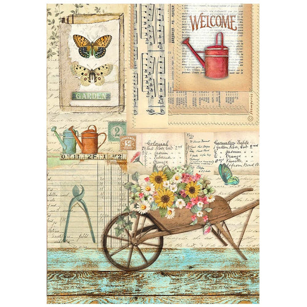 Stamperia Rice Paper Sheet A4, Garden - Barrow