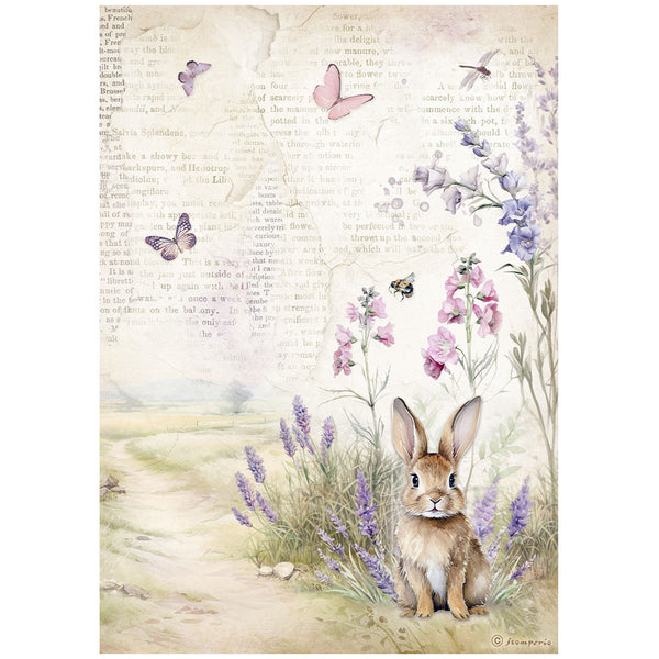 Stamperia, Rice Paper Sheet A4, Lavender, Bunny
