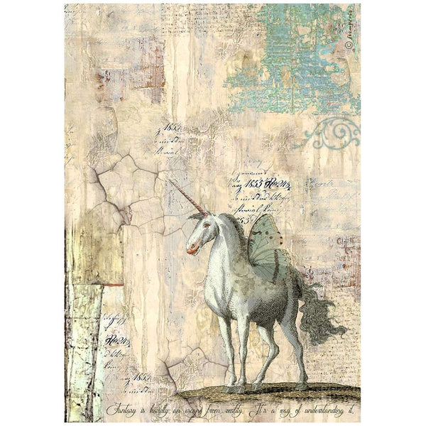 Stamperia, Rice Paper Sheet A4, Wonderland, Unicorn